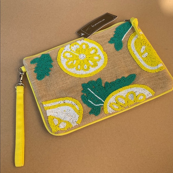 Beaded Clutch/ wristlet with lemons - Picture 9 of 9